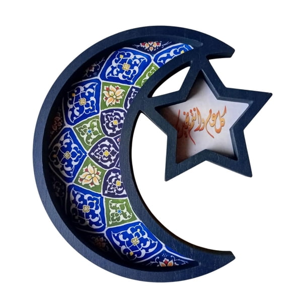 Bandeja para servir aperitivos y Eid de Ramadán, soporte para exhibir artículos decorativos para fiestas. Azul