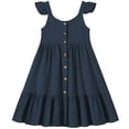 thumbnail image 4 of NAISIBABY Girls Pleated Dresses, Sleeveless Summer Casual Cute Swing Kids Party Princess Sundress Navy 7T, 4 of 6