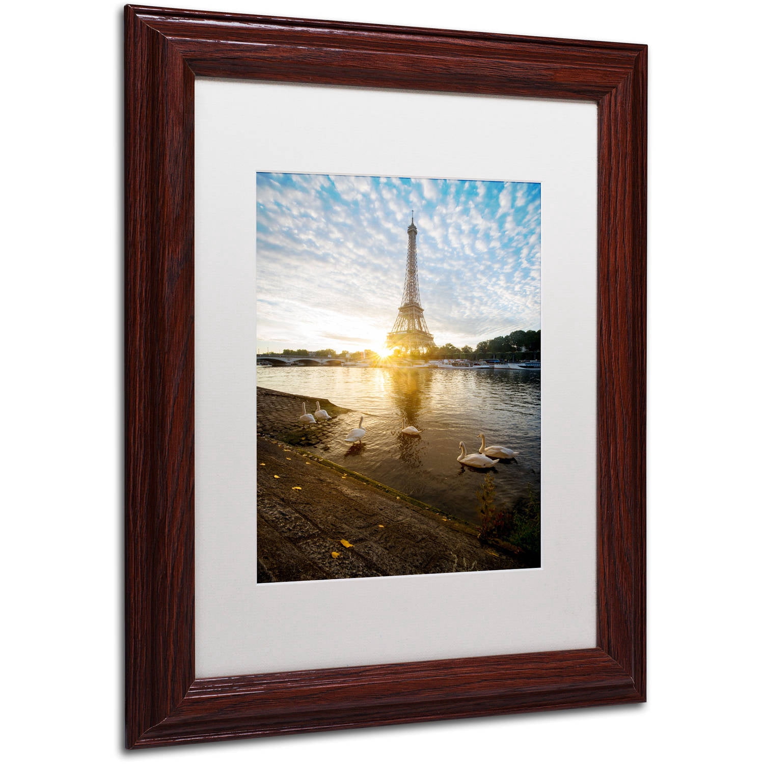 Trademark Fine Art "Wake up Paris" Canvas Art by Mathieu Rivrin, White Matte, Wood Frame