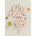 thumbnail image 2 of Suealasg 2Pcs Baby Girls Halloween Clothes Long Sleeve Crew Neck Pumpkin Flower Print Sweatshirt Sweatpants 3M 6M 1T 2T 3T Toddler Girls Fall Casual Outfit, 2 of 8