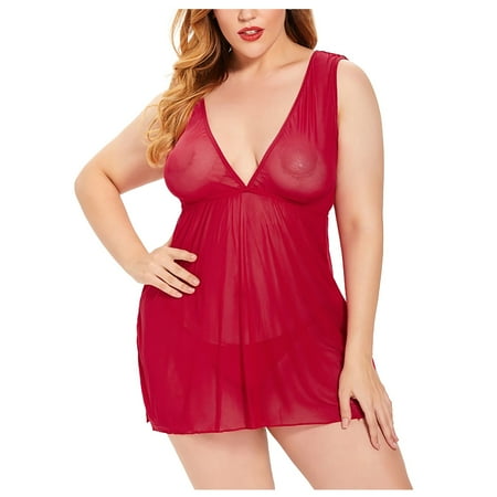 

Knosfe Women s Deep V Chemise Babydoll Floral Lace Lingerie Sexy Sleepwear Bodysuit Plus Size XXL