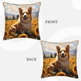 thumbnail image 3 of Haiem Cute Corgi Sunflower Print Velvet Soft Solid Decorative Square Throw Pillow Covers Set with Elegant Piping Christmas Cushion Case for Sofa Bedroom Car-20"x20", 3 of 8