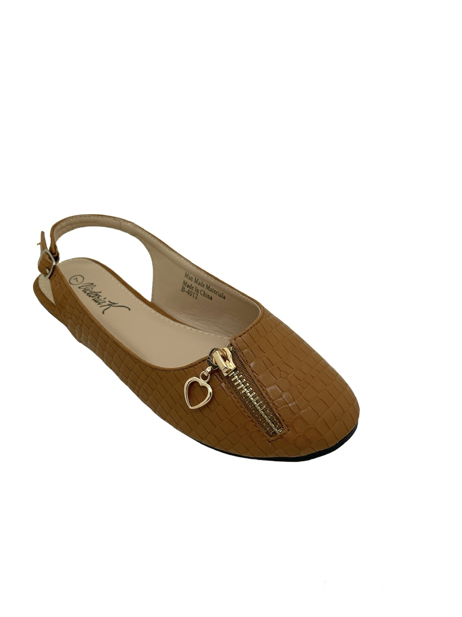 Women Fashion Comfort Opened Side Flats W/Mock Front Zipper.
