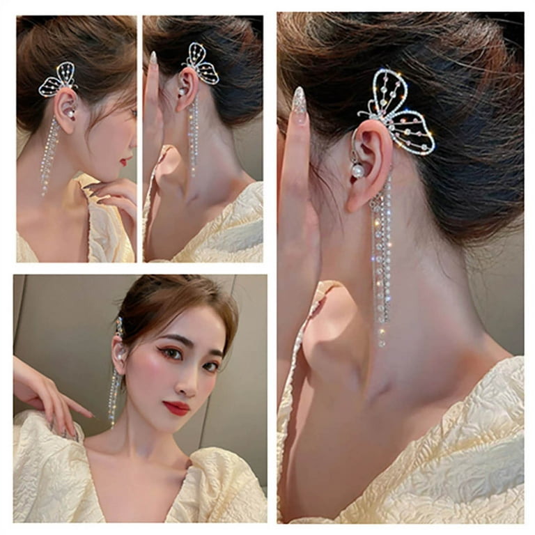 Beautifull Ear Cuff Earrings With Chain - Latest Earcuffs Designs