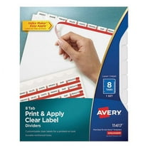 Avery Print and Apply Index Maker Clear Label Dividers, 8-Tab, 11 x 8.5, White, 1 Set, Each