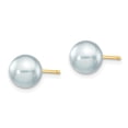 thumbnail image 2 of Primal Gold 14 Karat Yellow Gold 7-8mm Round Grey Saltwater Akoya Cultured Pearl Stud Post Earrings, 2 of 5