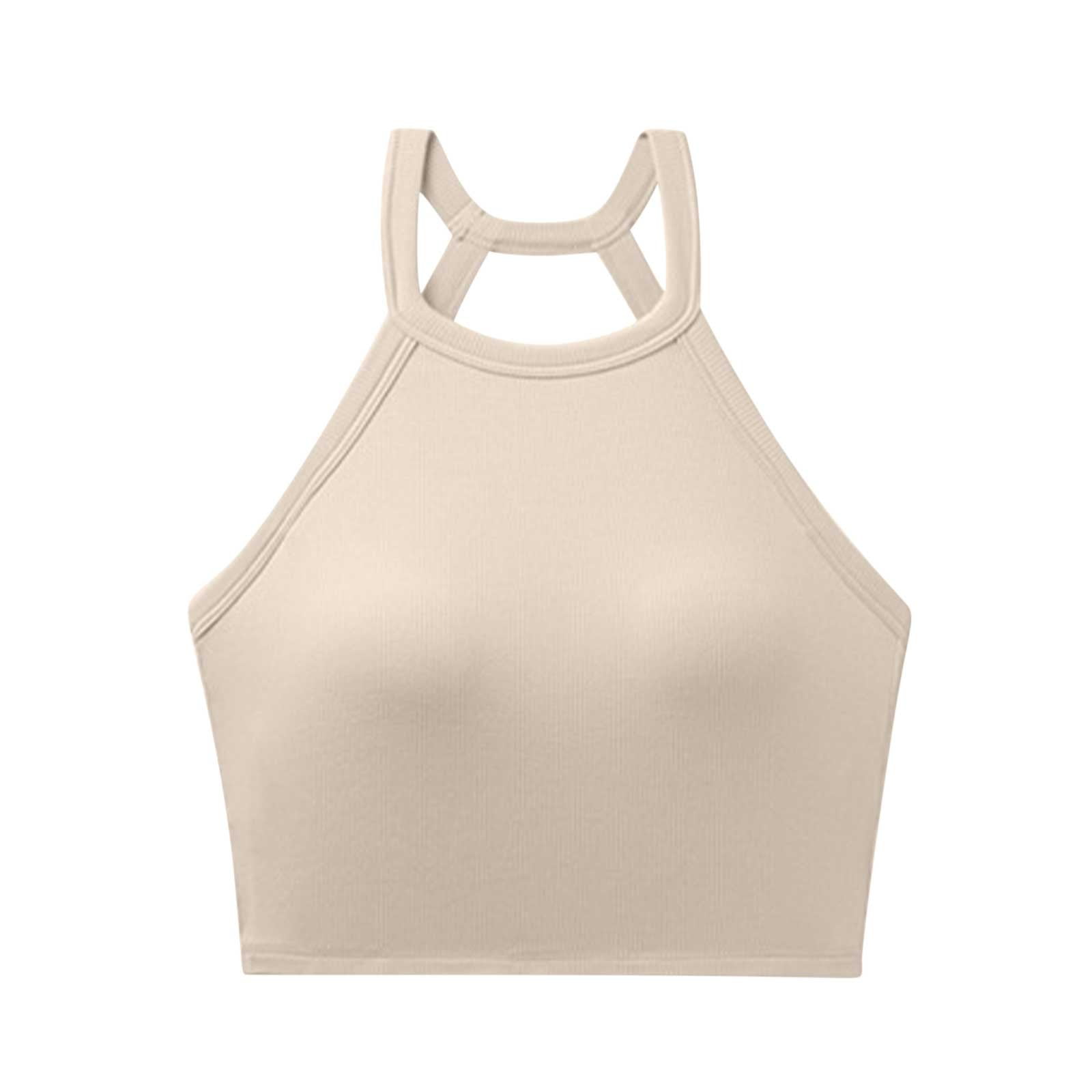 ZyeKqe Sleeveless Shirts for Women Built in Bra Crop Top Ribbed