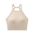 thumbnail image 3 of DDAPJ pyju Y2K Going Out Tops for Women Summer Halter Tank Top Sleeveless Racerback Cami Shirt Trendy Casual Camisole Lightning Sales Beige S, 3 of 6