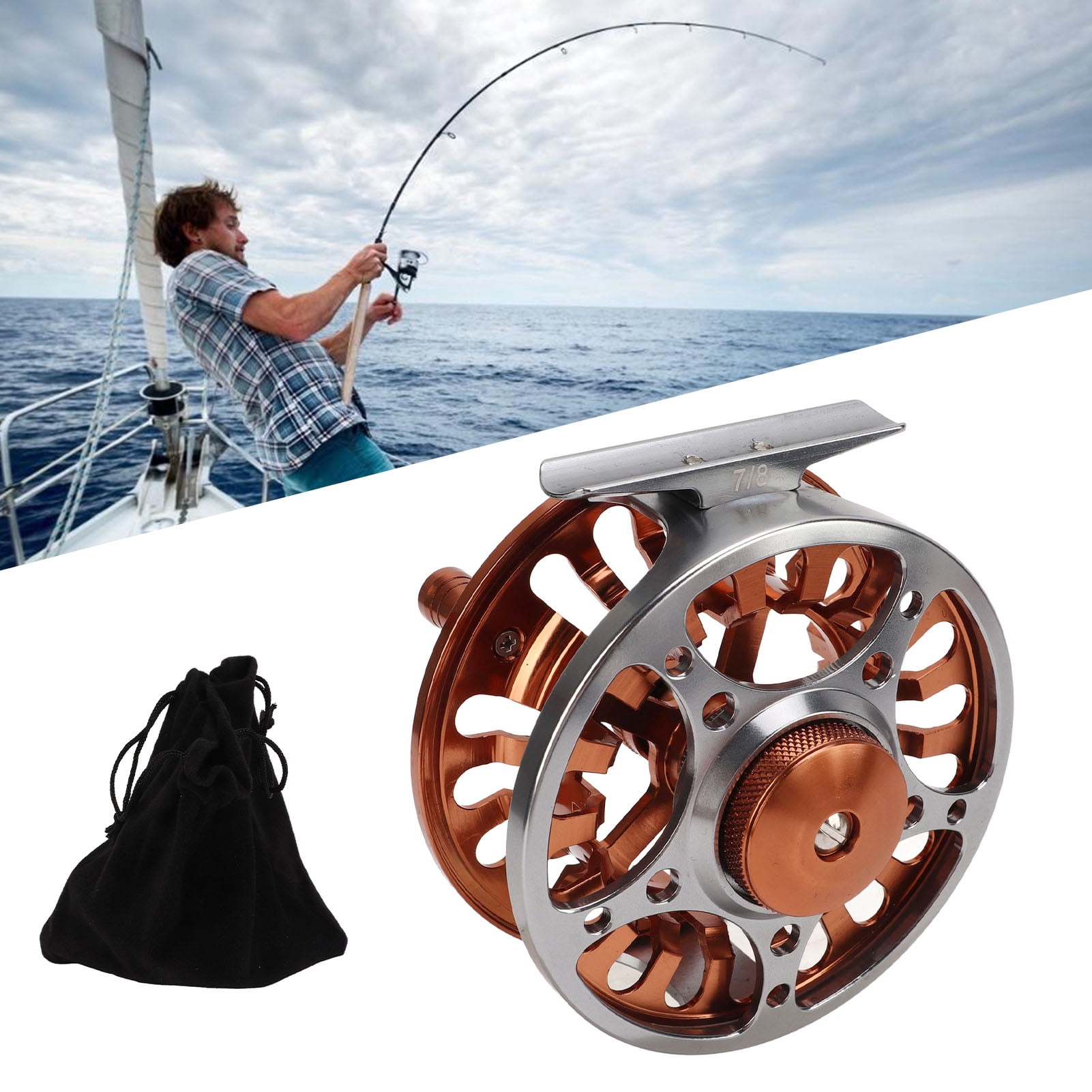 NFTIGB Fly Fishing Reel 7/8 Machining CNC Front Wheel 3 Bearings Oxidation Treatment Outdoor Fishing Accessories Metal Spool Lightweight Smooth Drag System for Freshwater Saltwater (4.33 in / 11 cm)
