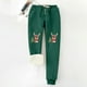 thumbnail image 3 of Gibobby pantalones anchos mujer Mujer estampado navideño Otoño Invierno terciopelo bolsillos cálidos cintura elástica pierna deportes pantalones casuales (Verde, M), 3 of 4