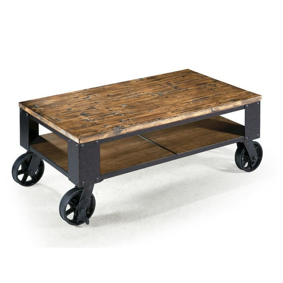Magnussen Home Pinebrook Distressed Natural Pine Rectangular Starter Cocktail Table