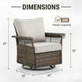 thumbnail image 4 of OPOHORO 2 Piece Wicker Patio Chairs with 5-Inch Wide Armrest and Thick Cushion, Brown/Beige, 4 of 7