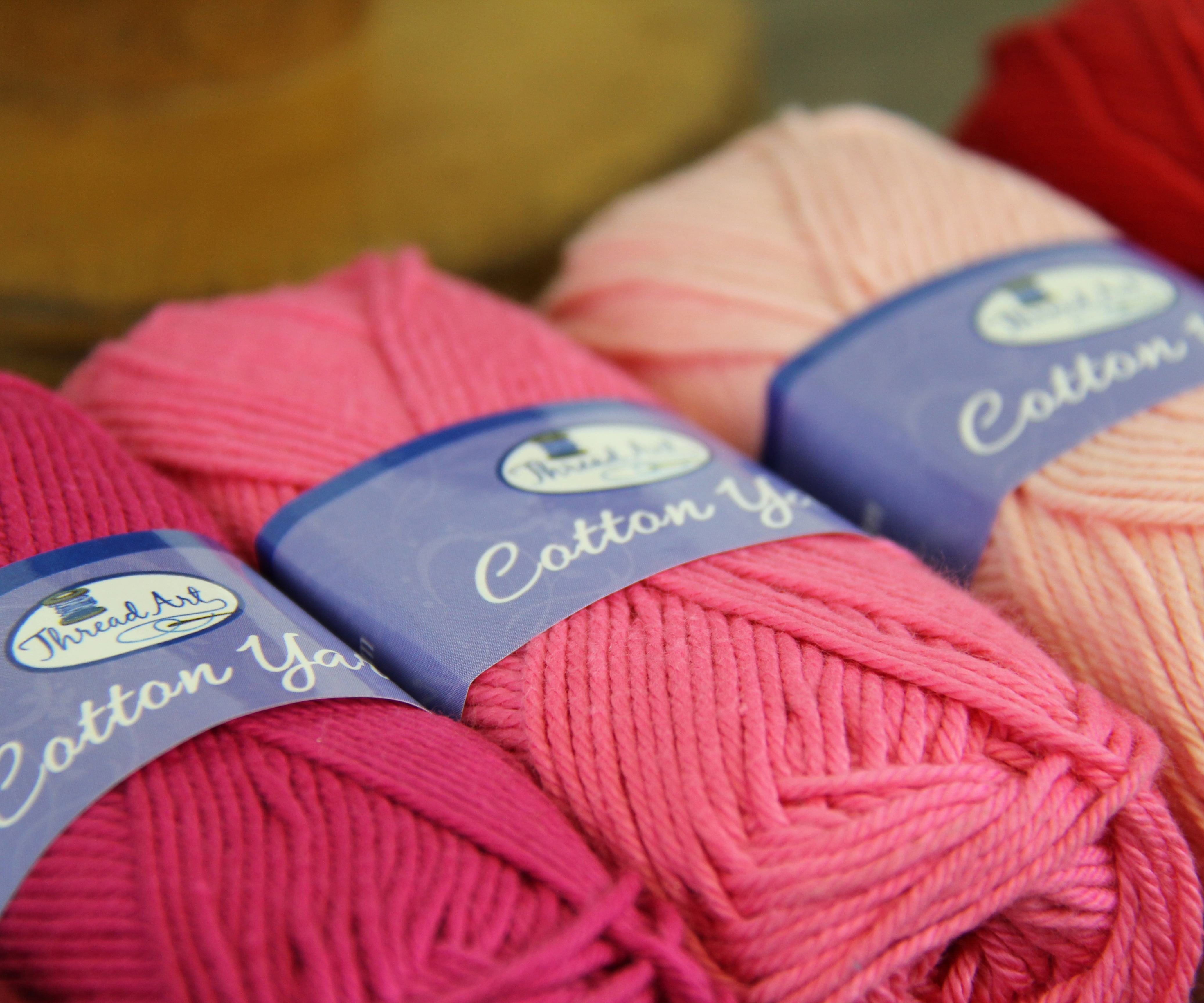 Threadart Crochet 100% Pure Cotton Size 4 Yarn Set | Crayon Colors | Pack of 6 Skeins Each 50 grams | Worsted Medium #4 Yarn | 85 yds per Skein