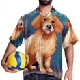 thumbnail image 4 of Pixel Dog Men's Short Sleeve Casual Printed Button Down Beach Shirts Hawaiian Style Unisex Summer Shirt, 4 of 6