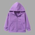 thumbnail image 2 of kpoplk Kids Solid Color Hoodies for Boys Girls Pullover Hooded Toddler Sweatshirt(Purple,E), 2 of 5