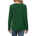 thumbnail image 5 of Oplxuo Basic Long Sleeve Striped Shirts for Women Casual Crewneck Pullover Tops Stylish Colorblock Sweatshirt, 5 of 7