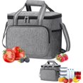 thumbnail image 1 of 15L Insulated Cooler Bag, Soft Insulated Cooler Bag, Large Capacity Waterproof Foldable Picnic Bag, Grey Meal Cooler Bag, 1 of 3
