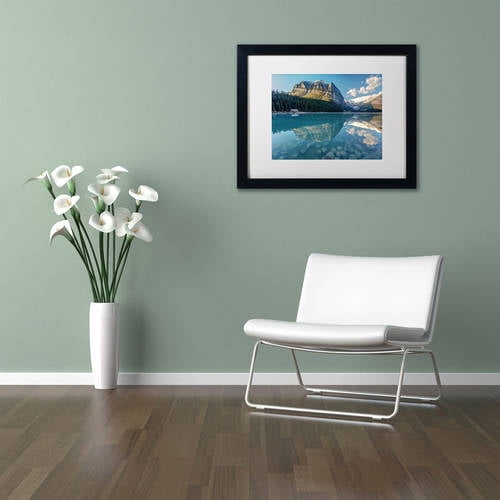 Trademark Fine Art 'Calm Lake Louise Morning' Canvas Art by Pierre Leclerc, White Matte, Black Frame