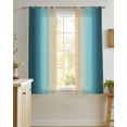 thumbnail image 4 of Turquoise Ombre Sheer Curtains 39 Inch Length 2 Panels Set for Living Room/Bedroom, Modern Yellow Gradient Farmhouse Art Kitchen Curtains Grommet Semi-Sheer Curtains Window Treatments 27.5"x39"x2, 4 of 7