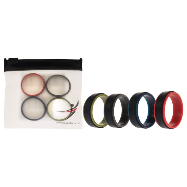 Juego de anillos escalonados de 2 capas de boda de silicona - Negro por ROQ para hombres - Anillo de 4 x 13 mm