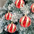 thumbnail image 4 of FastXmas 12 Pcs Christmas Tree Hanging Ornaments, Christmas Decorations 2.36" Striped Glitter Decorative Ball Pendants with Rope, Shatterproof Plastic Xmas Tree Bauble Sphere for Party Holiday, 4 of 6
