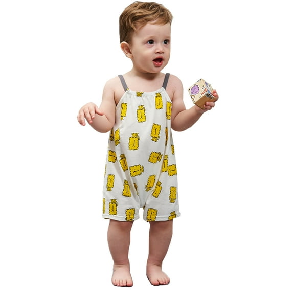 Styles I Love Infant Baby Boys Grils Sleeveless Cartoon Pattern Cotton Romper Summer Spring Casual Outfit (Lion White, 90/18-24 Months)