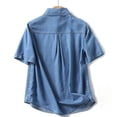 thumbnail image 4 of tarylea Jean Button Down Shirts for Women with Pocket Short Sleeve Loose Fitted Business Casual Summer Tops, 4 of 8