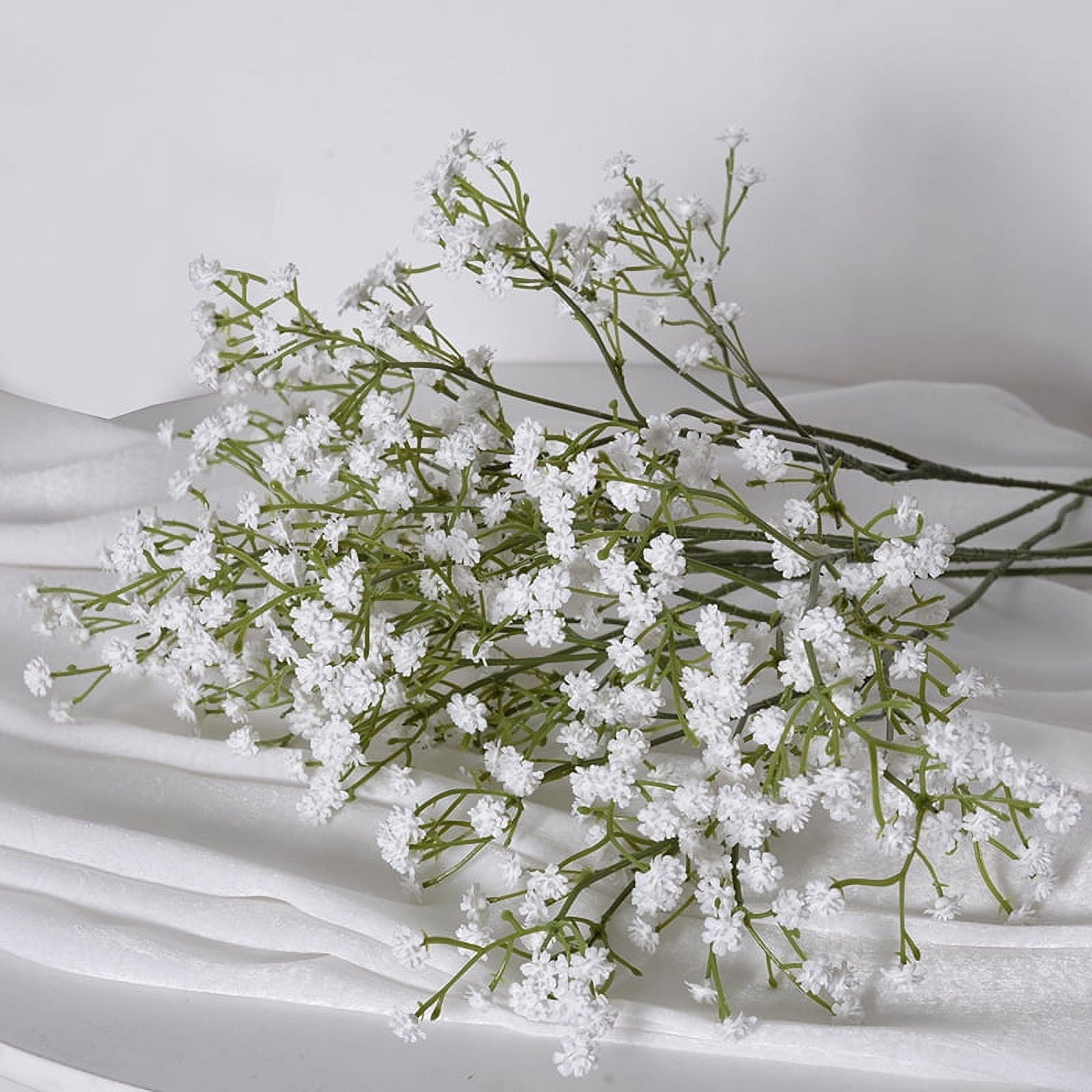 Zukuco 10Pcs Babys Breath Artificial Flowers Fake Flowers Real Touch  Gypsophila Floral in Bulk for Home Wedding Garden Decor (White Long Stem) 