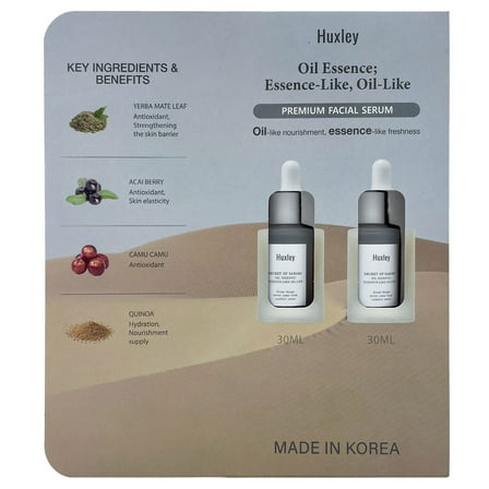 Huxley Oil Essence Premium Facial Serum, 1.01 Fluid Ounce (Pack of 2)
