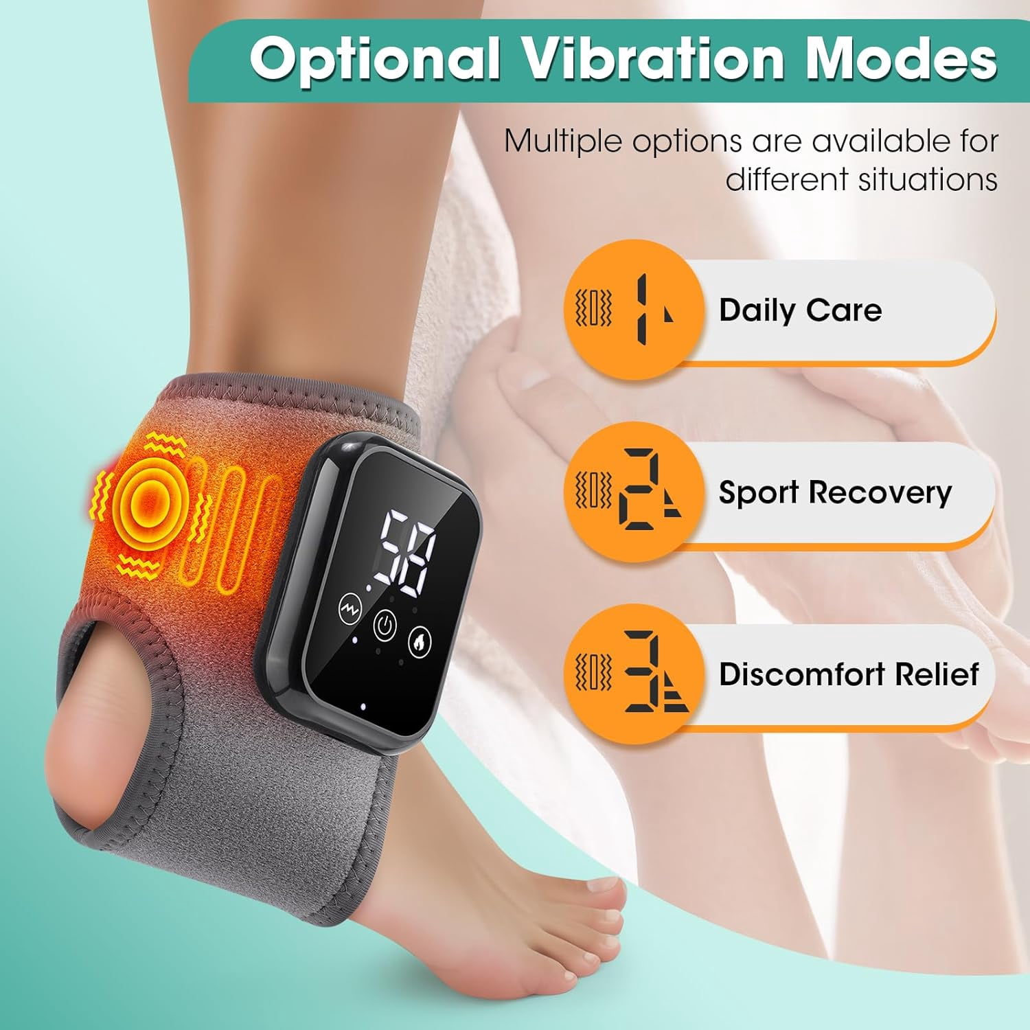 Ankle Massager for Pain Relief, Heating Pad for Ankle and Foot with Rechargeable, Thermal Wrap for Achilles Tendon(1 pc)