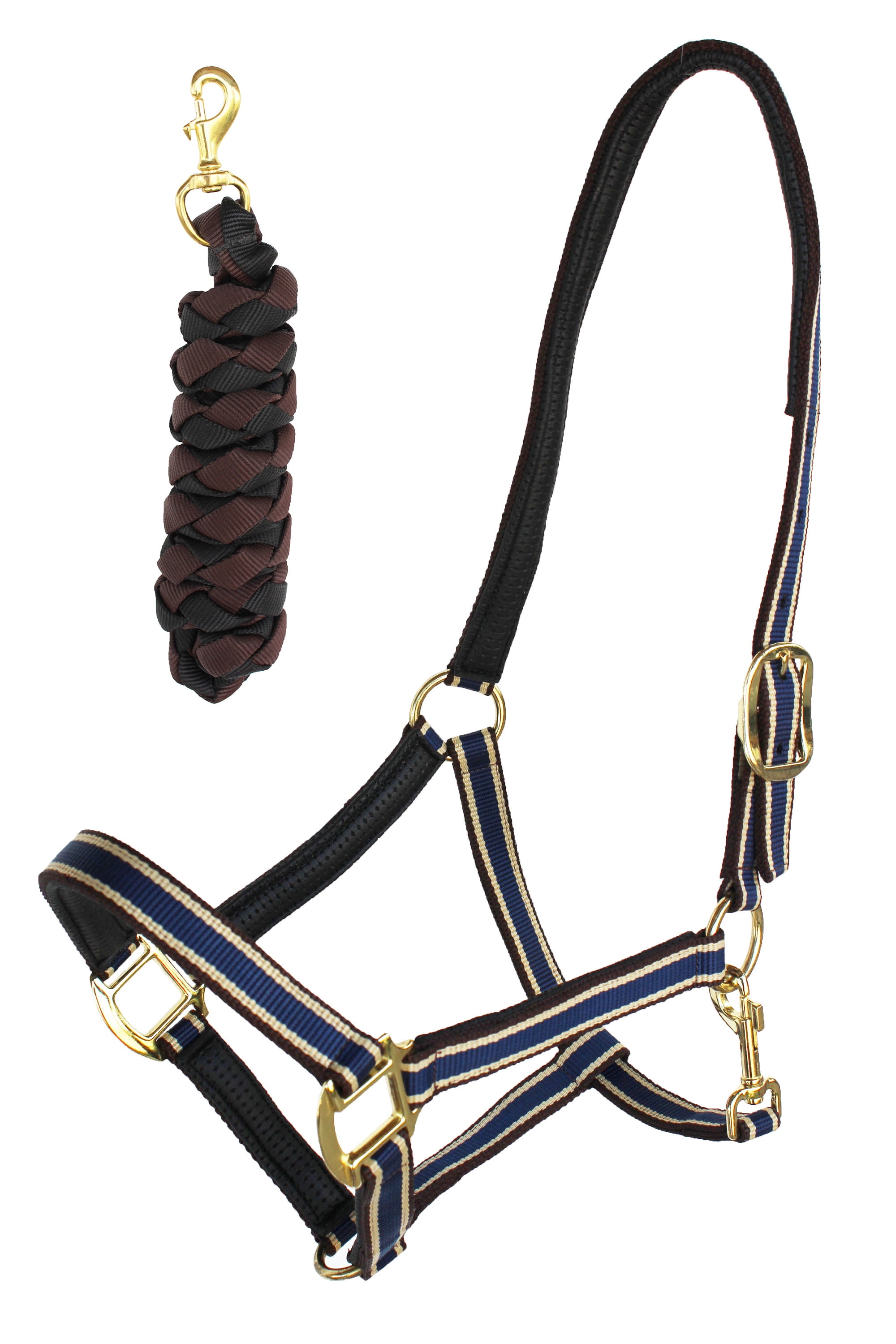 Horse Neoprene Padded Nylon Adjustable Halter Brass Hardware 606174