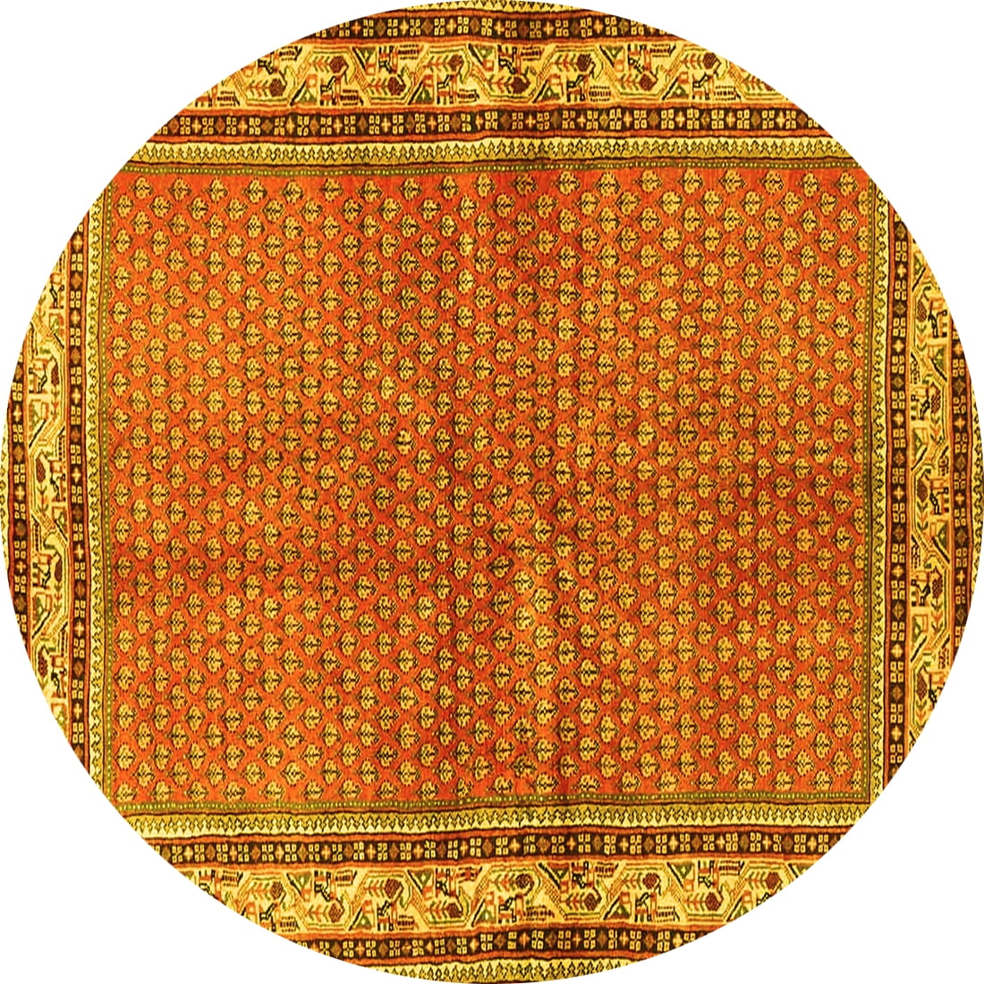 Ahgly Company Indoor Round Persian Yellow Traditional Area Rugs, 5 ...