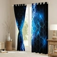 thumbnail image 3 of Blue and Black Curtains & Drapes Geometric Neon Honeycomb 30%-50% Blackout Curtains,Lightning Gamer Window Curtains Game Room Decor Hexagon Lights Beehive Window Treatments, 3 of 6