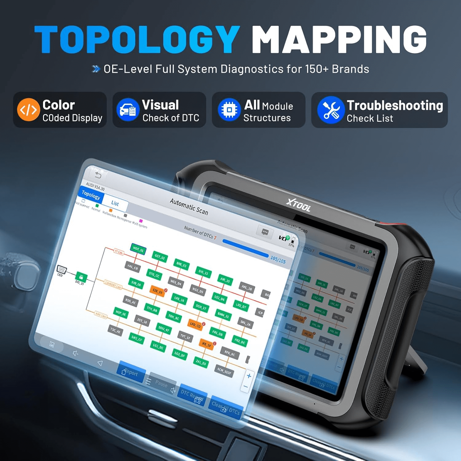 XTOOL X100 MAX2 Key Fob Programmer Topology Mapping OBD2 Scanner J2534 Pr0gramming Tool Bi-Directional Scan Tool with KC501, KS-1, SK1, M822, 42 Resets