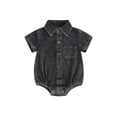 thumbnail image 2 of BemeyourBBs Western Baby Boys Girls Summer Clothes Infant Denim Romper Baby Cowgirl Cowboy Outfit Short Sleeve Button Down Collar Casual Bodysuits Playsuit, 2 of 10