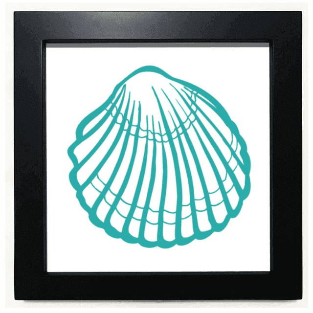 Scallop Marine Life Green Illustration Black Square Frame Picture Wall Tabletop