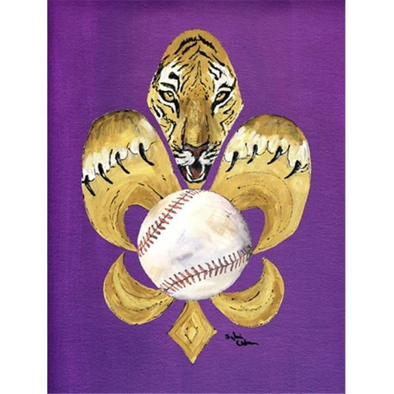 11 x 15 in. Tiger Fleur de lis Baseball Garden Size Flag