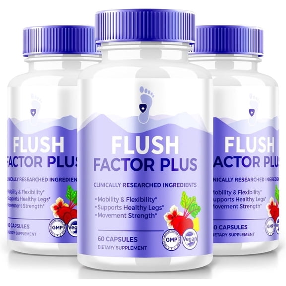 (3 Pack) Flush Factor Plus Capsules, Maximum Strength Formula for Strength and Mobility, All Natural Supplement to Support Overall Health, Official Flush Factor  Detox Reviews (180 Capsules)
