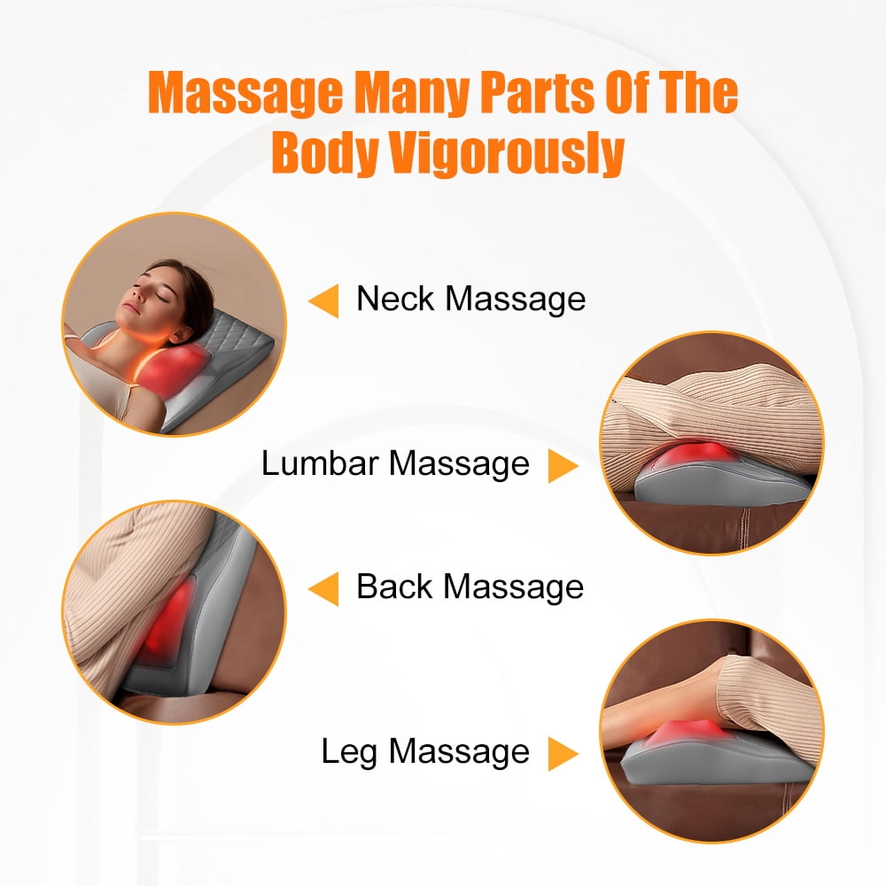 Nuvrek Shiatsu Neck and Shoulder Massager Pillow with 3D Deep Tissue Kneading