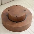 thumbnail image 6 of JERFIT 31.5 Inch Round Modern Coffee Table for Small Spaces, Walnut Faux Burl Wood Pedestal End Table for Living Room, Apartment, 6 of 10