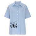 thumbnail image 5 of Fesfesfes Cream Short Sleeve Shirt Women Women Printed Short Sleeve Loose Button Turndown Collar Shirt Solid Blouse Tops Womens Tees Loose Fit 4(S), 5 of 5