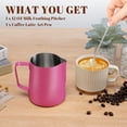 thumbnail image 3 of Milk Frothing Pitcher, 12oz Milk Frother Cup with Clear Scale, 304 Stainless Steel Cappuccino Espresso Machine Accessories for Barista Coffee Bar with Latte Art Pen, 3 of 10