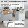 thumbnail image 5 of edx Kitchen Islands Carts with Storage Cabinets, Drop Leaf Countertop on Wheels Rolling, White, 5 of 8