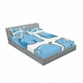 thumbnail image 3 of Ambesonne Cartoon Fitted Sheet & Pillow Sham Set, Funny Motifs, Twin, Pale Blue White, 3 of 3
