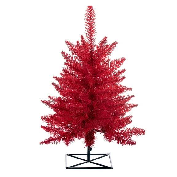 Vickerman 3' Red Fir Artificial Christmas Tree, Unlit