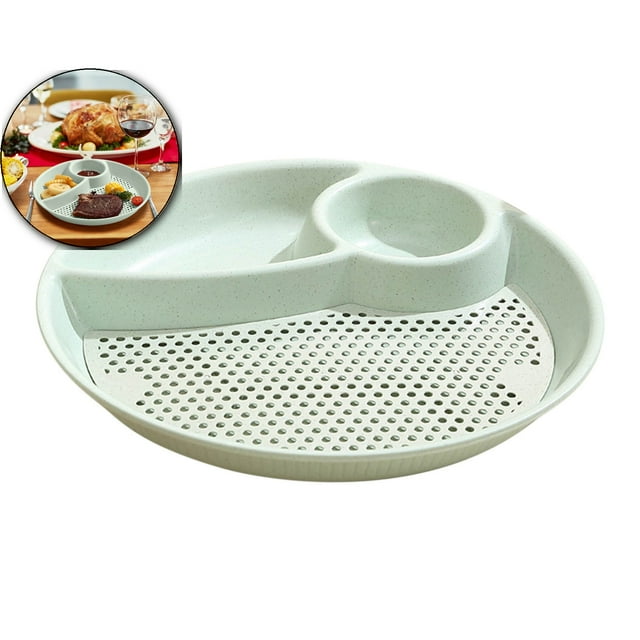 Dvruxg Assiette d'Égouttage pour Dumplings Assiette d'Égouttage de Cuisine Assiette Ronde en Plastique pour Dumplings Collations Compote de Fruits Compartiment