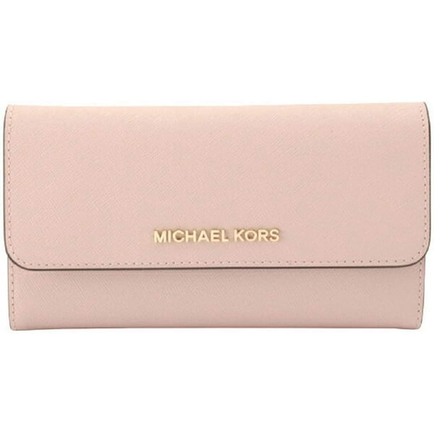 Michael Kors Jet Set Travel Large Trifold Leather Wallet, Pastel Pink -  