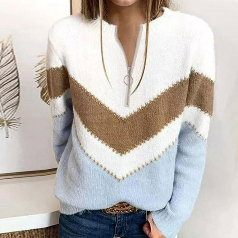 Loose Autumn Winter Striped Sweater Women Pullover Thick Ladies Sweaters  Oversized Color Block Sweater Jumper