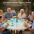 thumbnail image 3 of Round Outdoor Tablecloth with Umbrella Hole and Zipper, Teal Beige Ombre Coastal Tablecloth with Elastic Waterproof, Nautical Beach Starfish Coral Summer Patio Table Covers for 45" - 54" Pool Tables, 3 of 9