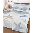 thumbnail image 3 of Quilts Twin Size Bedding Set, Blue Coastal Nautical Lightweight Quilted Comforter, Beach Sea Turtle Ocean Coral Starfish Reversible Bedspread Coverlet with Pillow Covers for All Season, 68" x 86", 3 of 7